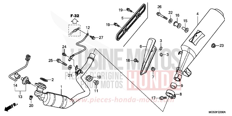 SILENCIEUX D'ECHAPPEMENT de NC700X Boîte Méca PEARL SUNBEAM WHITE (NHA66) 2012